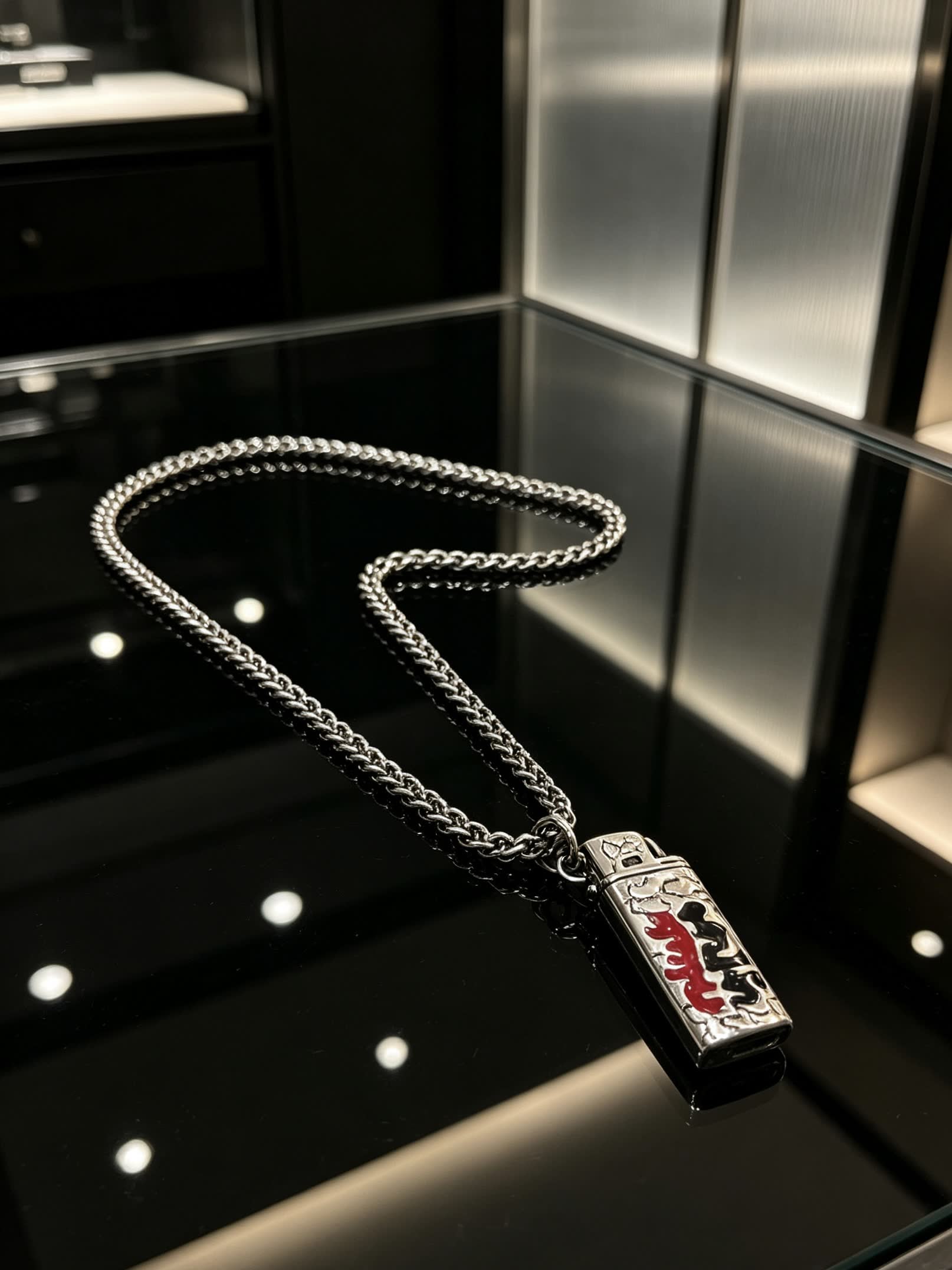 Chrome Hearts Silver Chain with Enamel Pendant